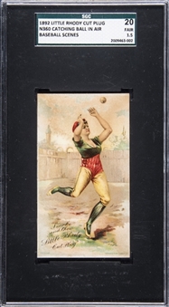 1892 N360 Little Rhody Cut Plug "Baseball Scenes" Catching Ball In Air - SGC 1.5 FAIR